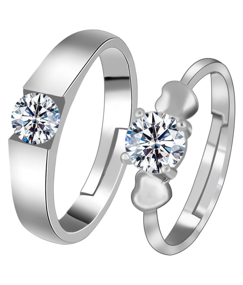     			Silverplated Stylist Solitaire Love His and Her Adjustable proposal couple ring For Men And Women Jewellery