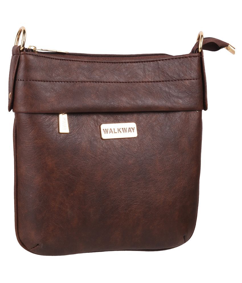 WALKWAY Gray Faux Leather Sling Bag 