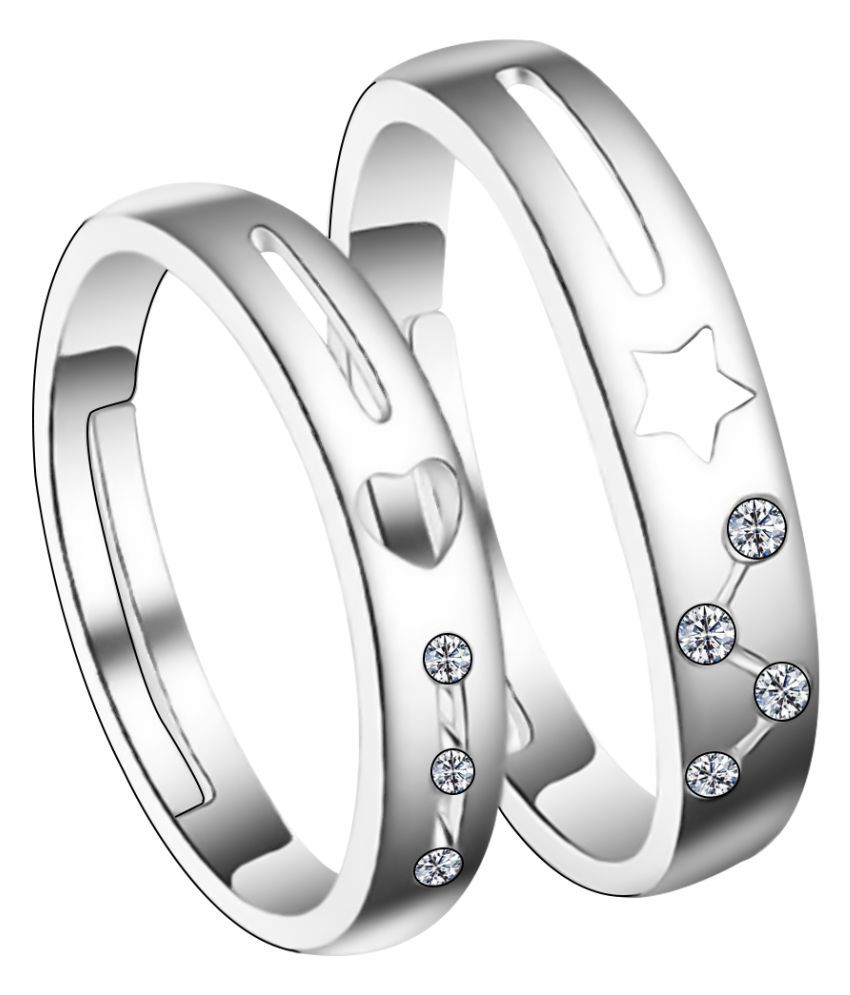     			silver plated attractive zig zeg diamond designer adjustable couple ring for men and women.