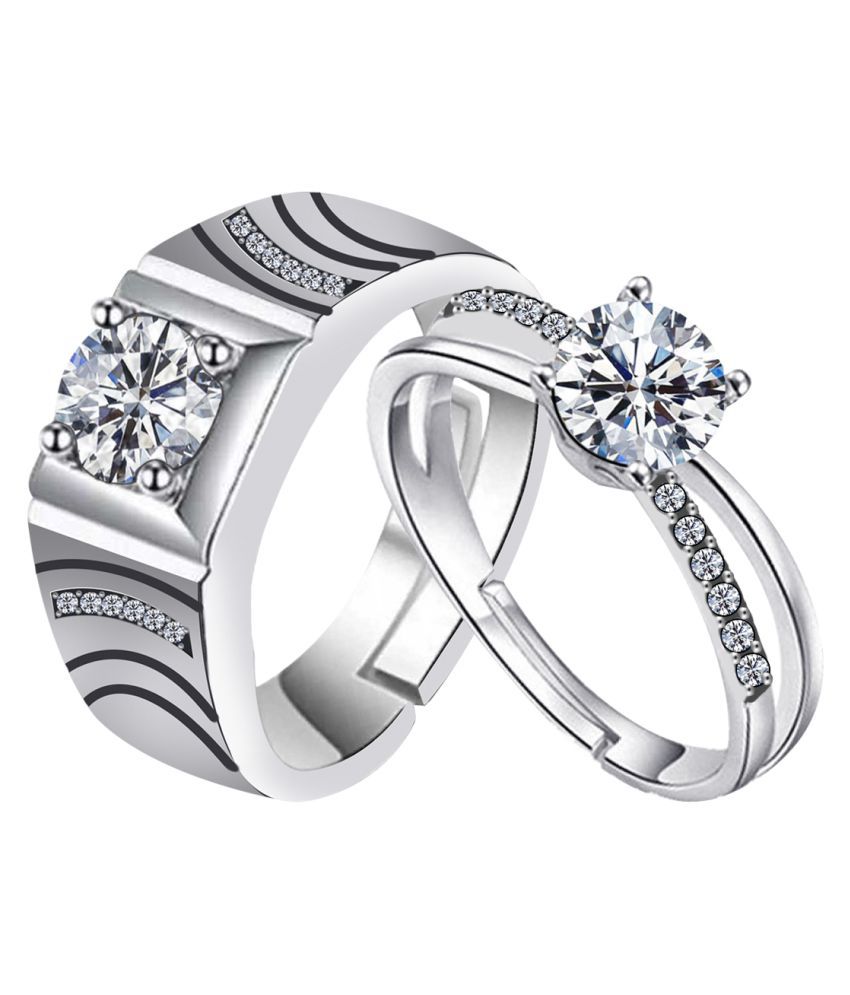     			silver plated ring courageous look for his and fairly look ring for her adjustable couple ring for men and women.