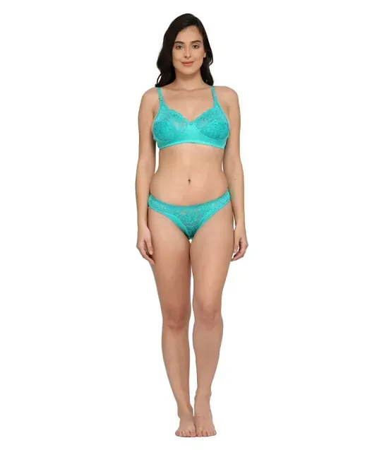 50% OFF on Visible Turquoise Bra & Panty Sets on Snapdeal