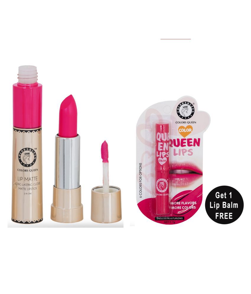     			Colors Queen Lip Matte 2 in 1 Lipstick With Queen Lips Lip Balm (Pack of 2) Hot Red