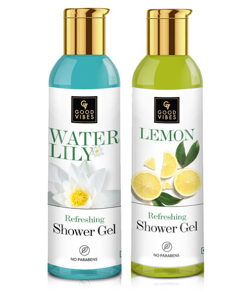 Good Vibes Refreshing Shower Gel Combo (Lemon, 200ml + Waterlily, 200ml)