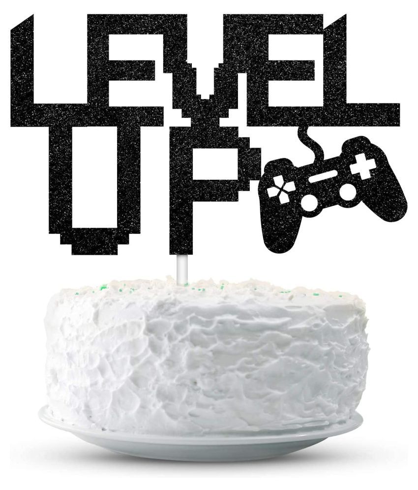     			Zyozi™ Level Up Cake Topper Video Game Party Cake Decoration Glittery Birthday Cake Topper Gaming Theme Party Favor Supplies
