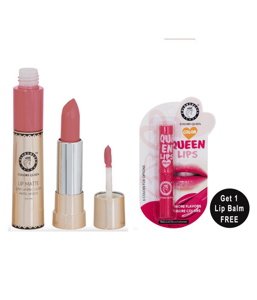     			Colors Queen Lip Matte 2 in 1 Lipstick With Queen Lips Lip Balm (Pack of 2), Queen Nude