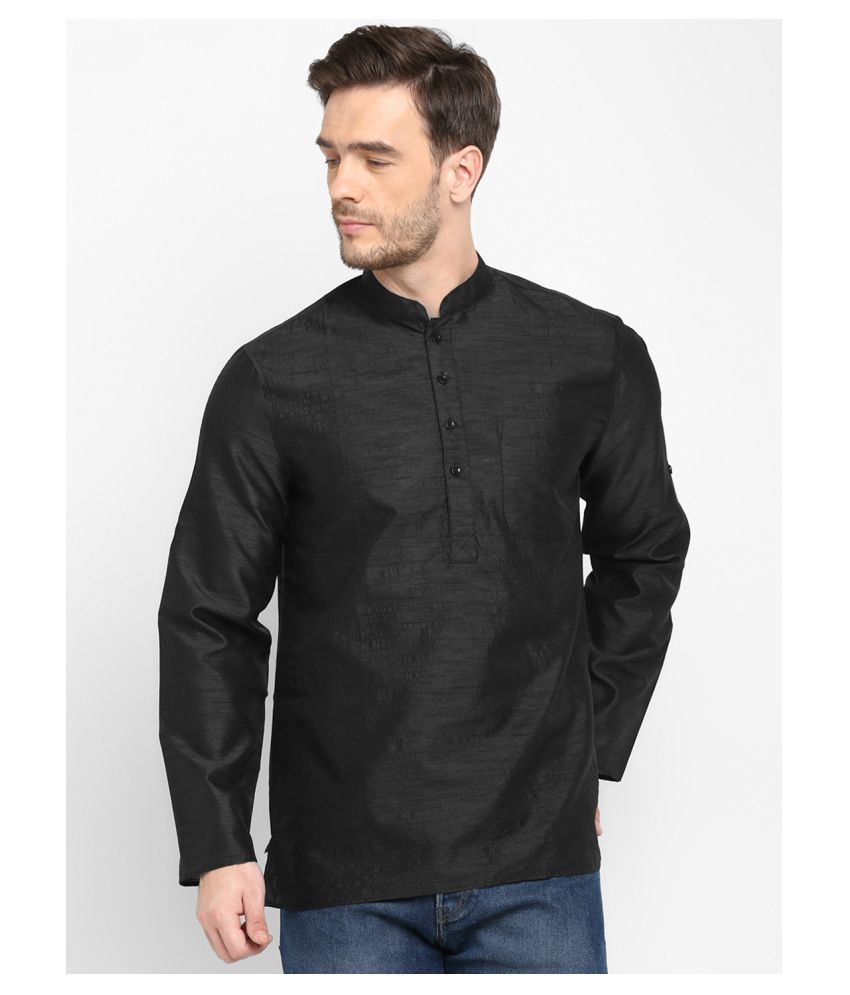     			Hangup - Black Silk Men's Shirt Style Kurta ( Pack of 1 )