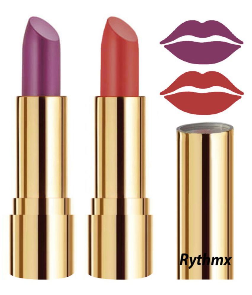     			Rythmx Purple,Peach Matte Creme Lipstick Long Stay on Lips Multi Pack of 2 8 g