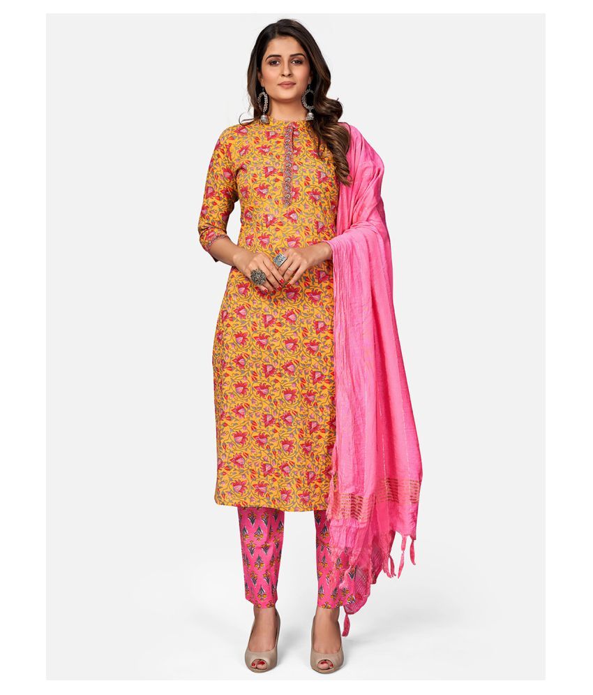     			Vbuyz Cotton Kurti With Pants - Stitched Suit