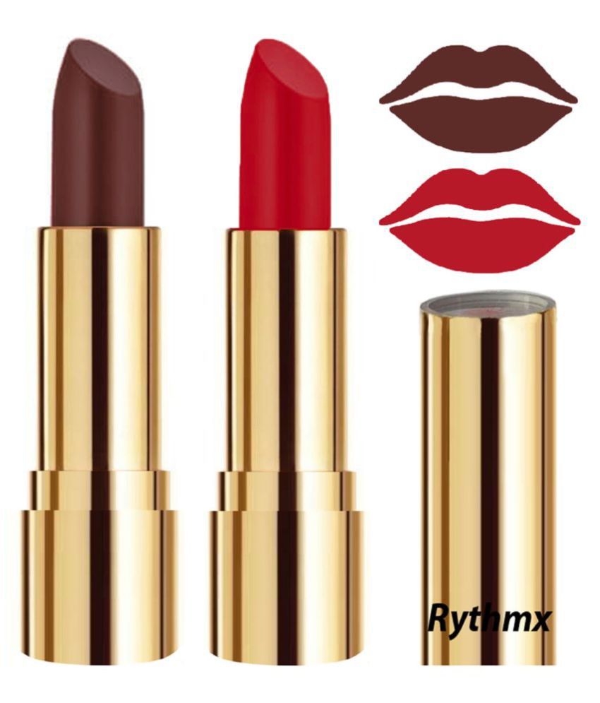     			Rythmx Brown,Red Matte Creme Lipstick Long Stay on Lips Multi Pack of 2 8 g