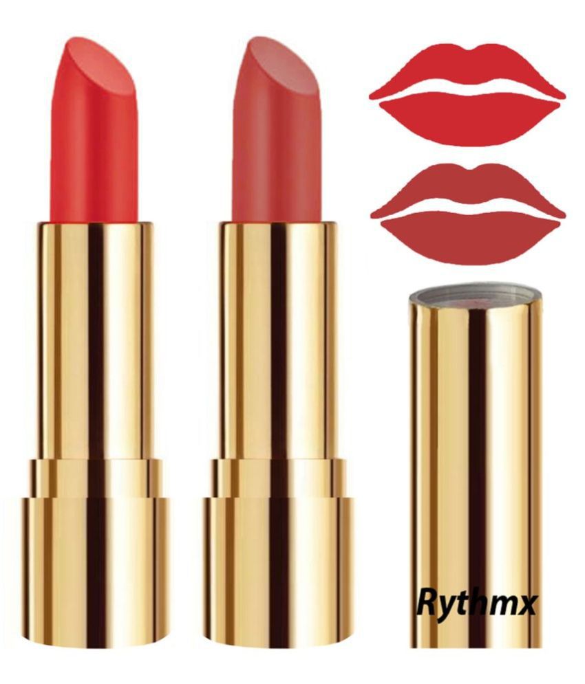     			Rythmx Orange,Peach Matte Creme Lipstick Long Stay on Lips Multi Pack of 2 8 g