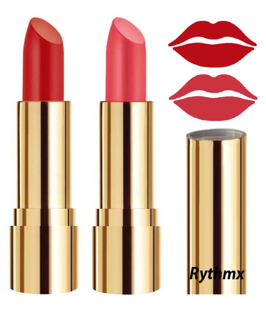     			Rythmx Orange,Red Matte Creme Lipstick Long Stay on Lips Multi Pack of 2 8 g
