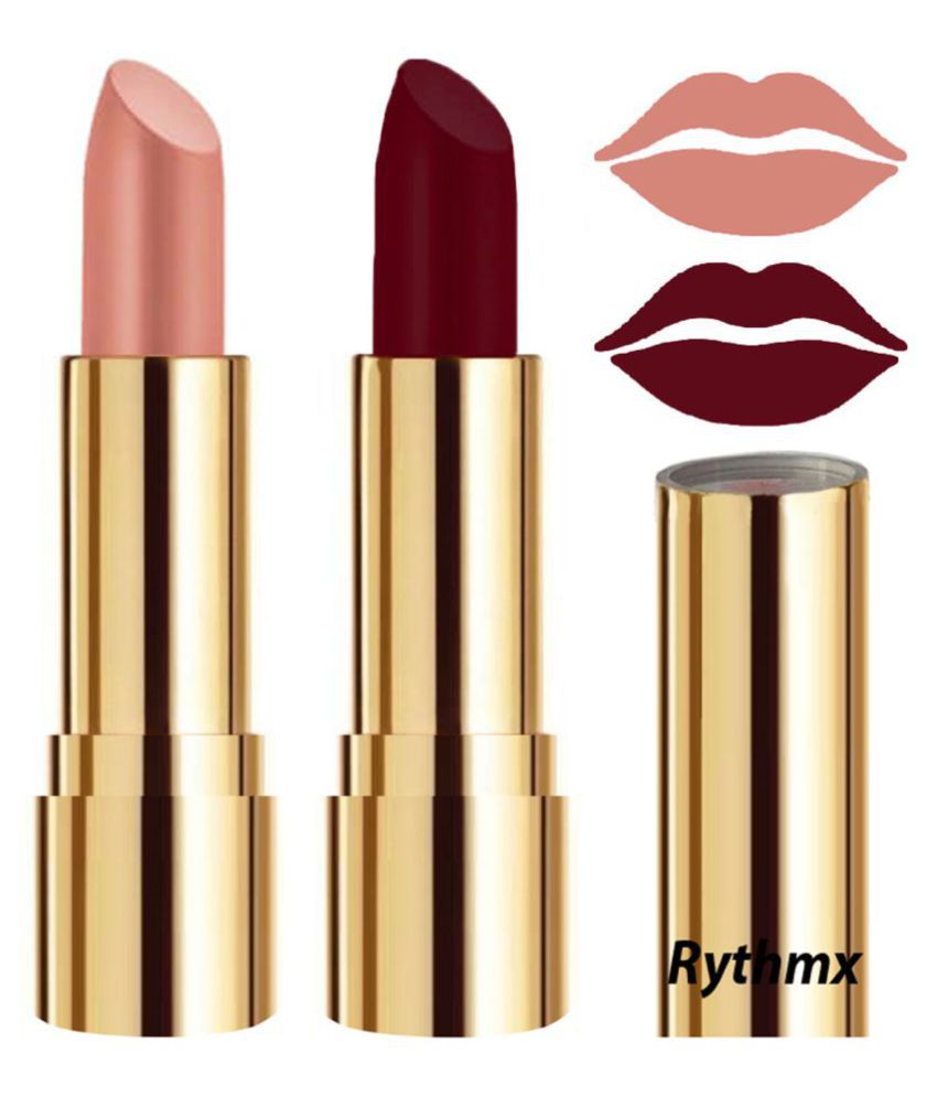     			Rythmx Peach,Maroon Matte Creme Lipstick Long Stay on Lips Multi Pack of 2 8 g