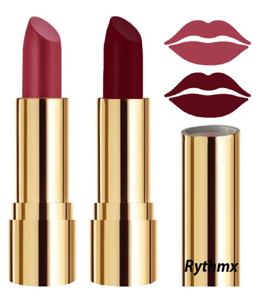     			Rythmx Pink,Maroon Matte Creme Lipstick Long Stay on Lips Multi Pack of 2 8 g