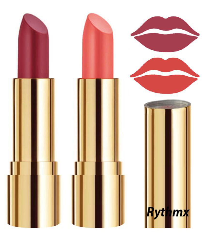     			Rythmx Pink,Peach Matte Creme Lipstick Long Stay on Lips Multi Pack of 2 8 g