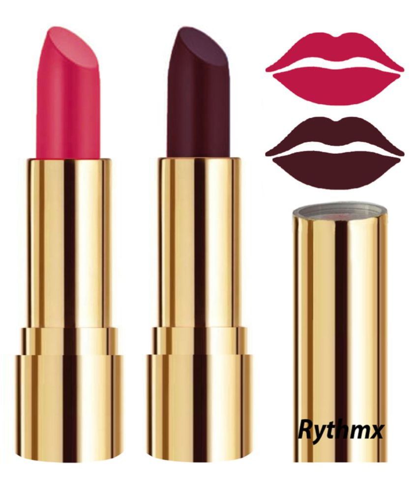     			Rythmx Pink,Wine Matte Creme Lipstick Long Stay on Lips Multi Pack of 2 8 g
