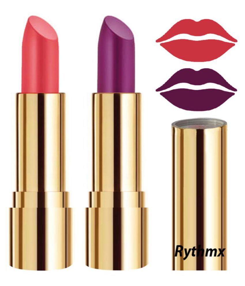     			Rythmx Red,Purple Matte Creme Lipstick Long Stay on Lips Multi Pack of 2 8 g