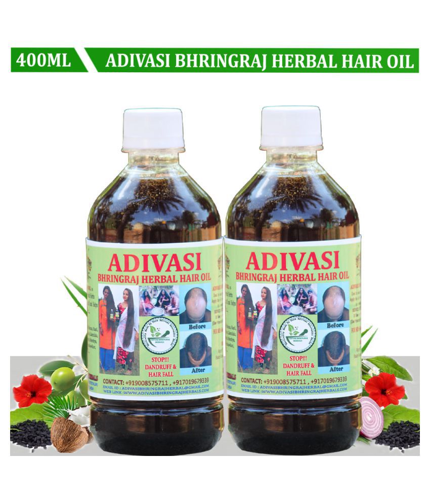ADIVASI BHRINGRAJ HERBAL HAIR OIL - Anti Hair Fall Onion Oil 400 ml ( Pack of 2 )