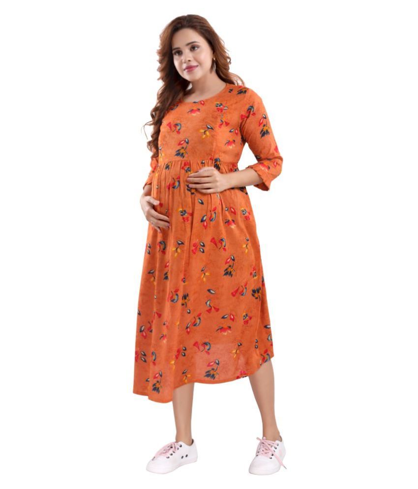 orange maternity shirt