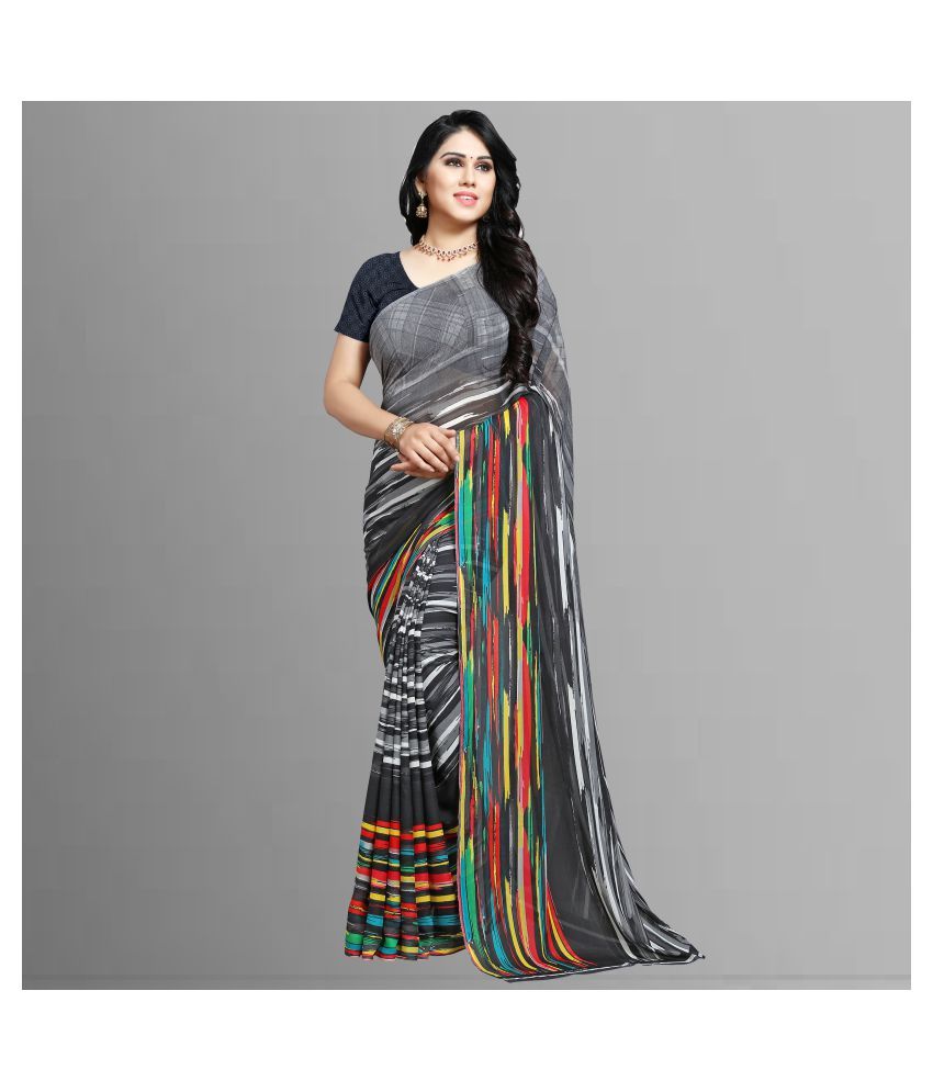     			ANAND SAREES - Dark Grey Georgette Saree With Blouse Piece (Pack of 1)