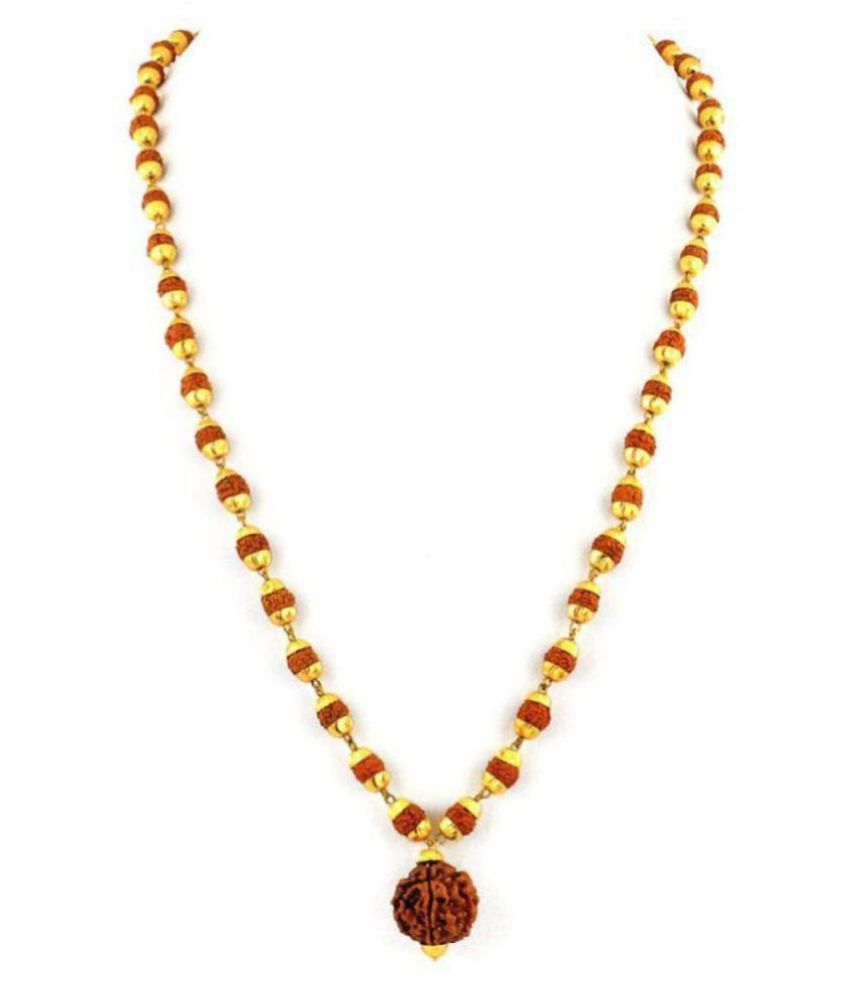     			bhaune collections 100% Original Certified 5 Mukhi Rudraksha Mala With Gold Plated Cap