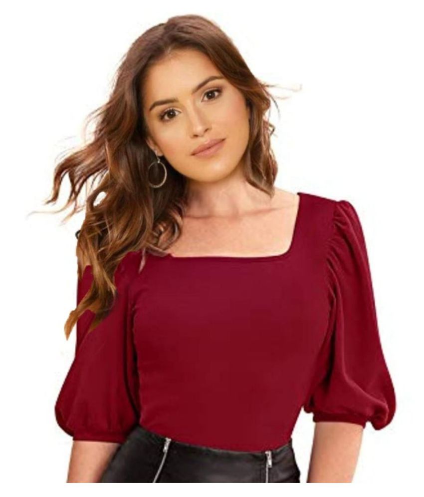     			Dream Beauty Fashion Cotton Blended Regular Tops - Maroon