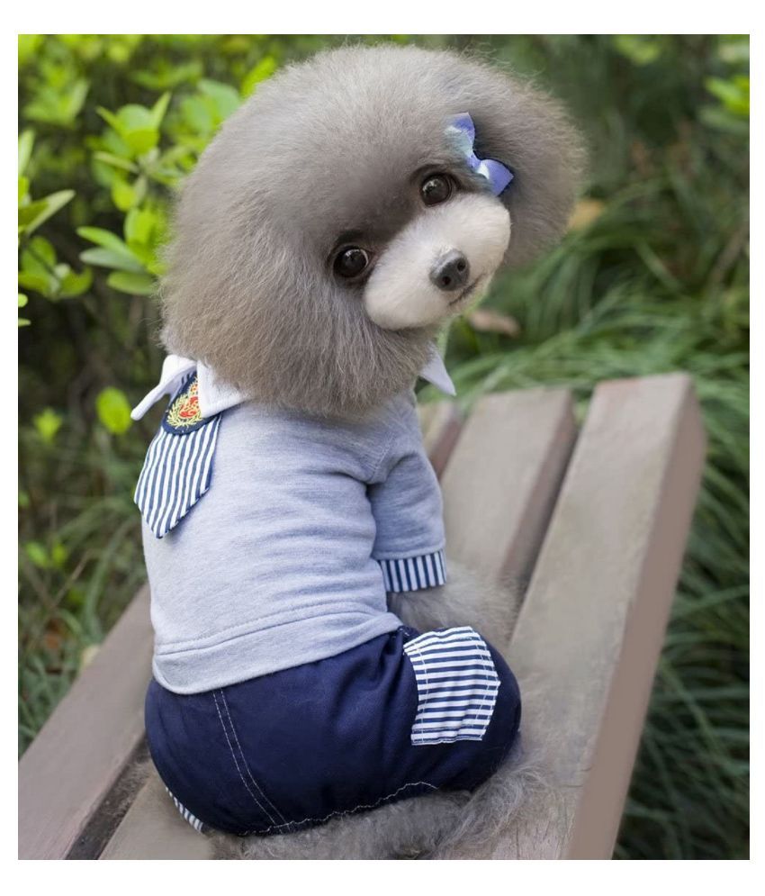 Emily Pets Pet Navy Suit Sailor Costume Student Uniform with Stipped