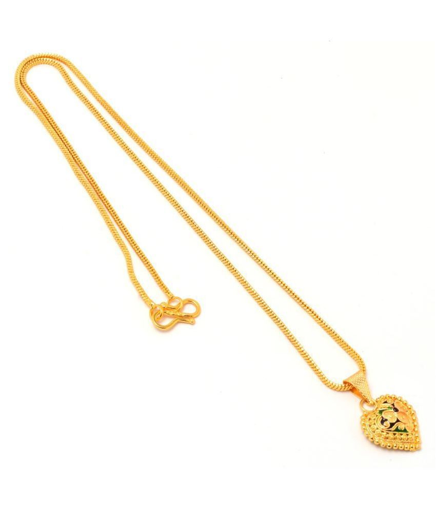     			Jewar Mandi Locket Pendant Fine Gold Plated Gol Round Love Designer Jewelry With Chain For Women & Girls