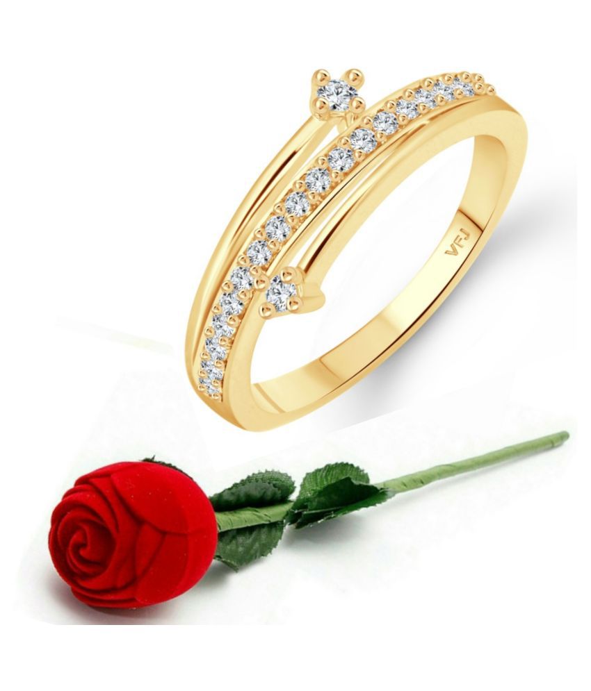     			Vighnaharta  Beauty Craft (CZ) Gold  Ring with Scented Velvet Rose Ring Box for women and girls and your Valentine. [VFJ1592SCENT- ROSE-G16 ]