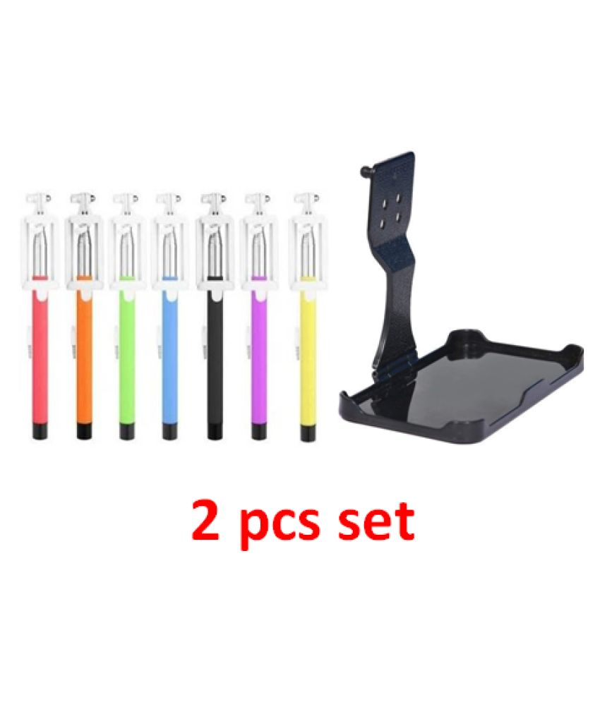 selfie stick with mobile charging stand Multicolor Aux Wire Monopod