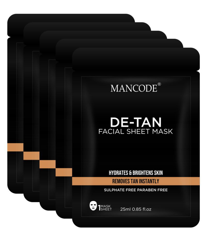 Mancode De Tan Face Sheet Mask 20 ml Pack of 5