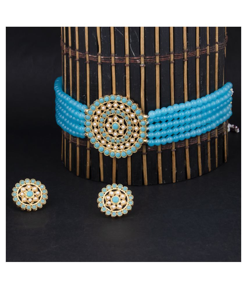     			Sukkhi Alloy Blue Traditional Necklaces Set Choker