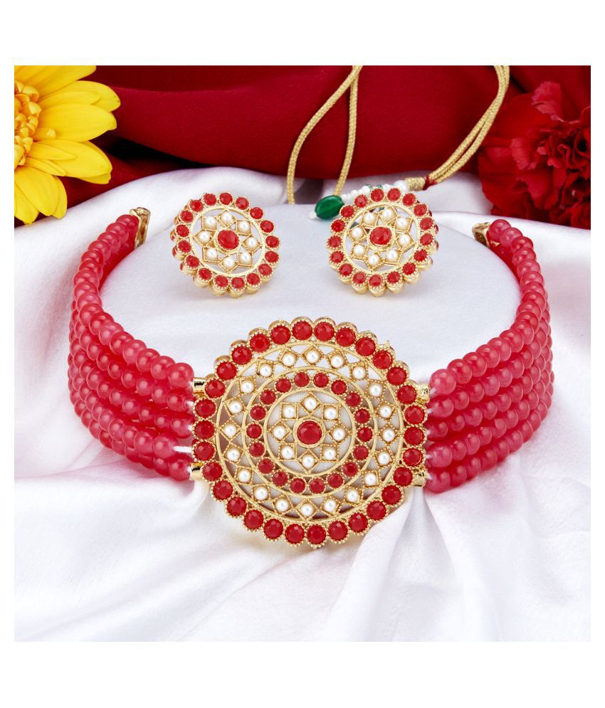     			Sukkhi Alloy Red Traditional Necklaces Set Choker