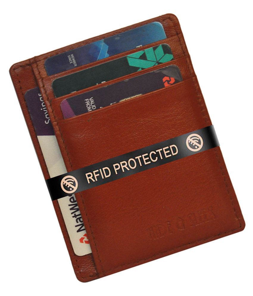     			Hide&Sleek RFID Genuine Brown Leather Men's Business Card Holder