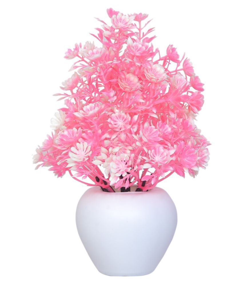     			MODO Artificial Plant With White Plastic Pot  Pink Bonsai Plastic - Pack of 1