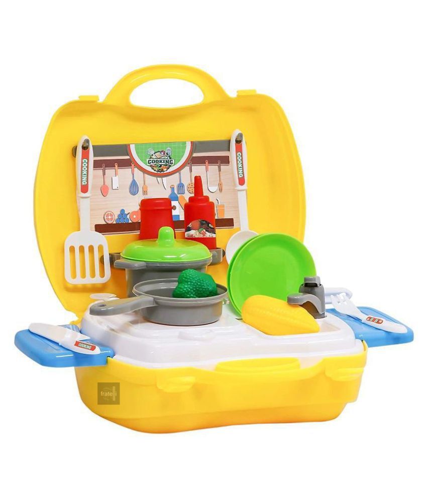     			Fratelli Play Food-Cute Little Chef Bring Along Kitchen Cooking Suitcase Set (26 Pieces) - Multicolor - Made in India