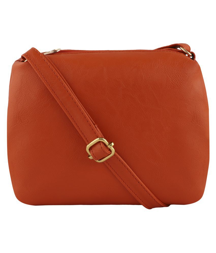 Raspberry Orange P.U. Sling Bag