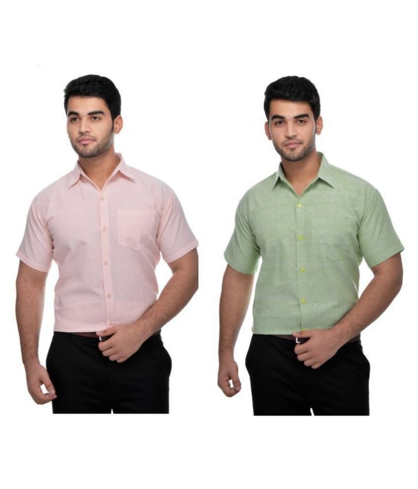     			DESHBANDHU DBK Cotton Regular Fit Half Sleeves Men's Formal Shirt - Multi ( Pack of 2 )