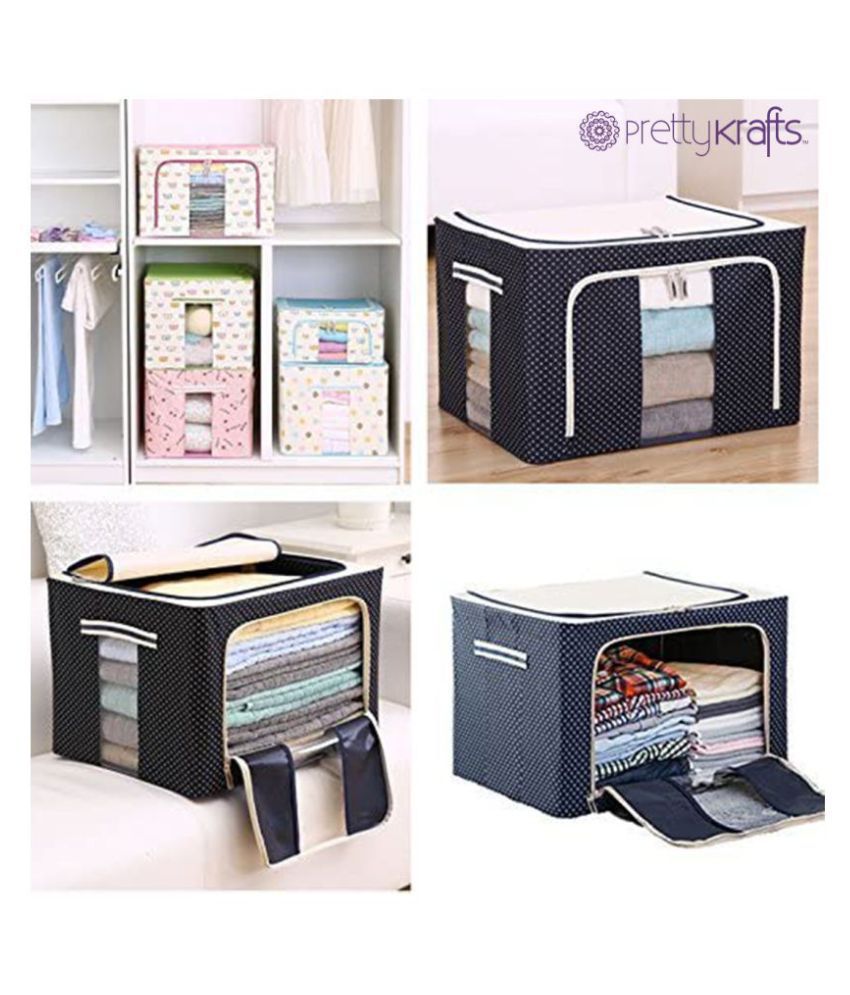 Buy PrettyKrafts Fabric Foldable Under Bed Storage Box Steel Frame  Transparent View Collapsible Wardrobe Storage Organizer Bag Mix Color  Online at Best Price in India - Snapdeal