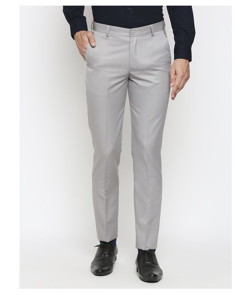 Solemio Grey Regular -Fit Flat Trousers