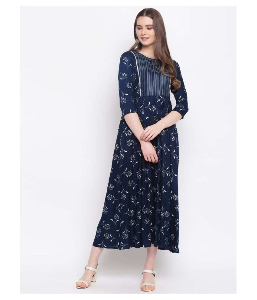     			Stylum - Navy Rayon Women's Flared Kurti