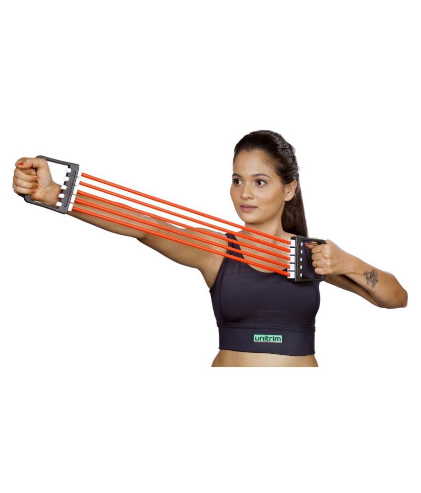 Unitrim Chest Expander Adjustable 5 Rubber Tubes for Gym/Yoga/Indoor Chest Developer/Expander/Muscle Pulling Exerciser/Shoulder Fitness