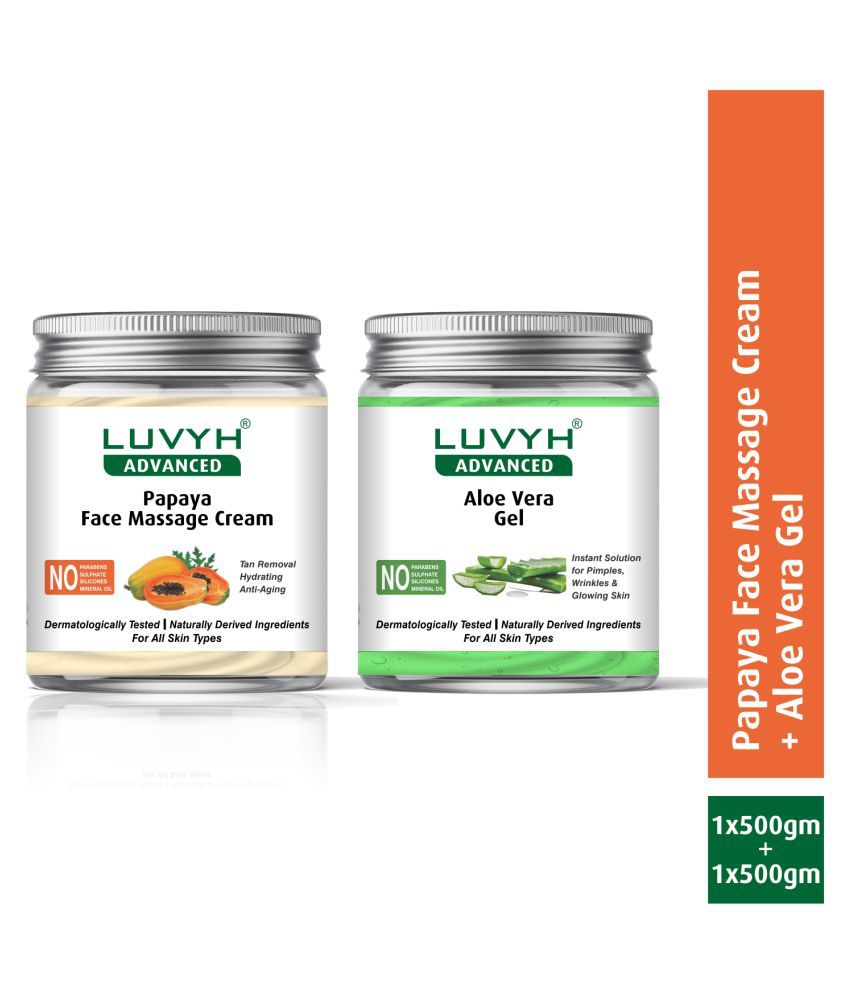 Luvyh Papaya Face Massage Cream And Aloe Vera Gel Facial Kit 1000 G Pack Of 2 Buy Luvyh Papaya