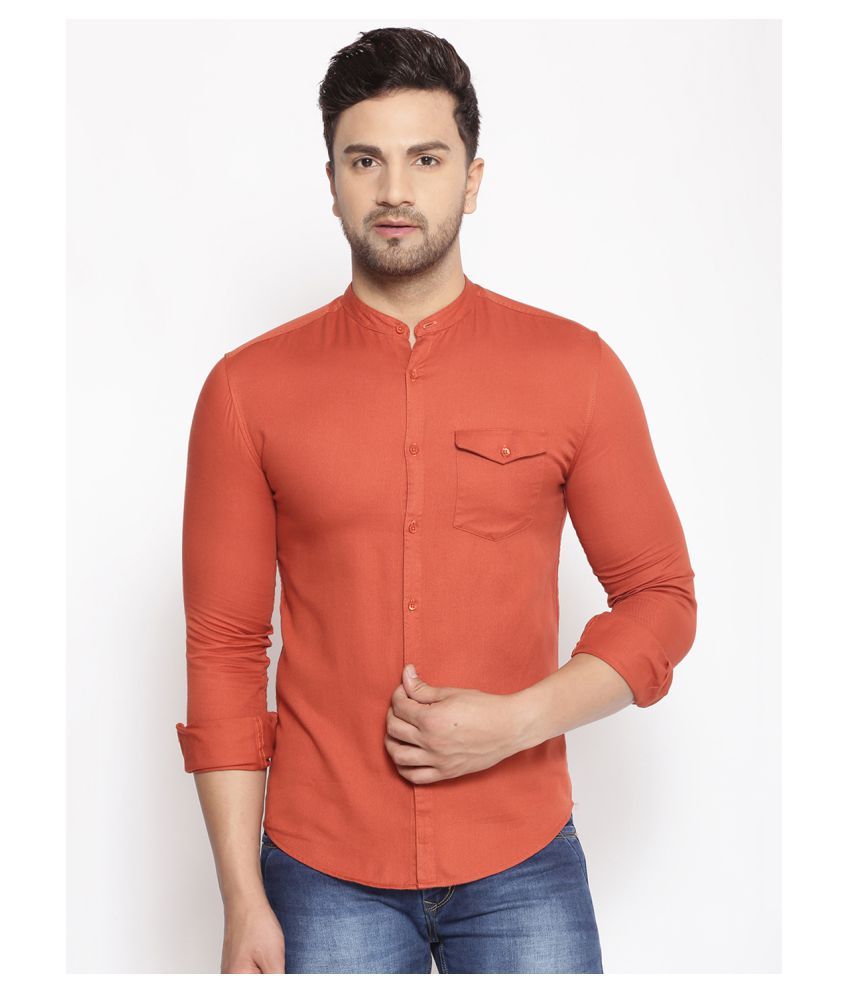     			Showoff Cotton Blend Slim Fit Men's Casual Shirt - Orange ( Pack of 1 )