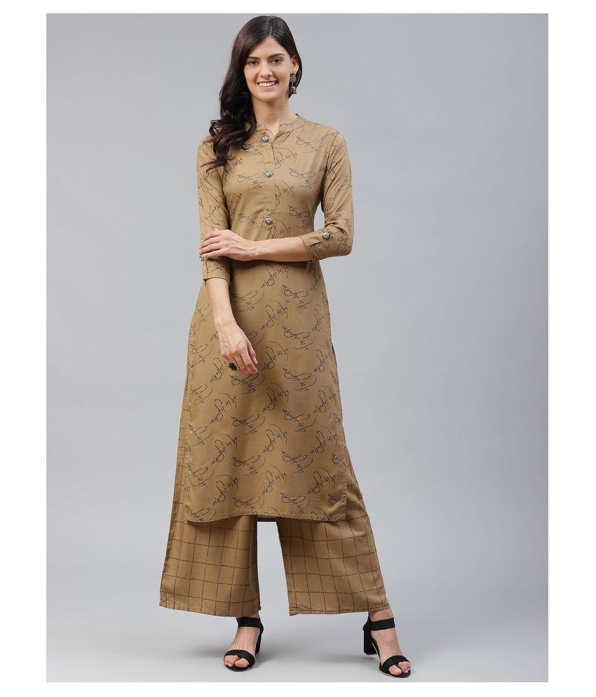     			HIGHLIGHT FASHION EXPORT Rayon Kurti With Palazzo - Stitched Suit