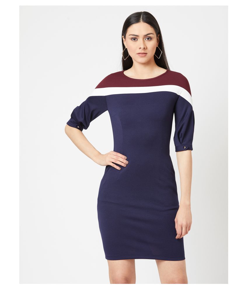     			Miss Chase Polyester Navy Bodycon Dress
