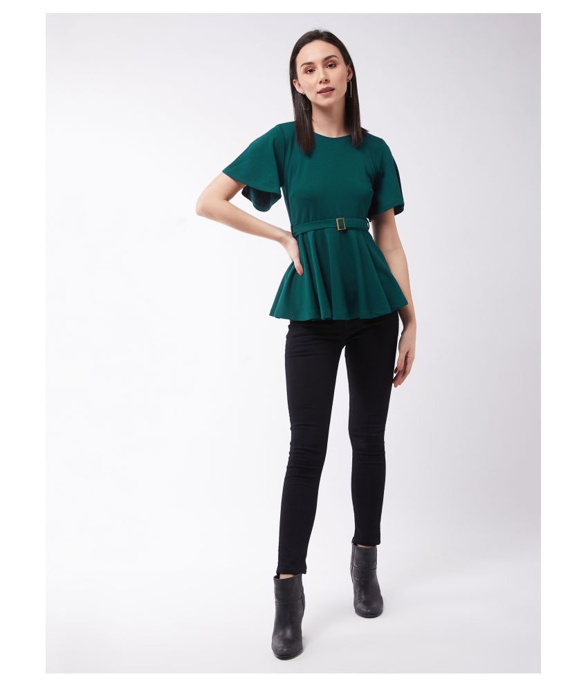    			Miss Chase Polyester Peplum Tops - Green