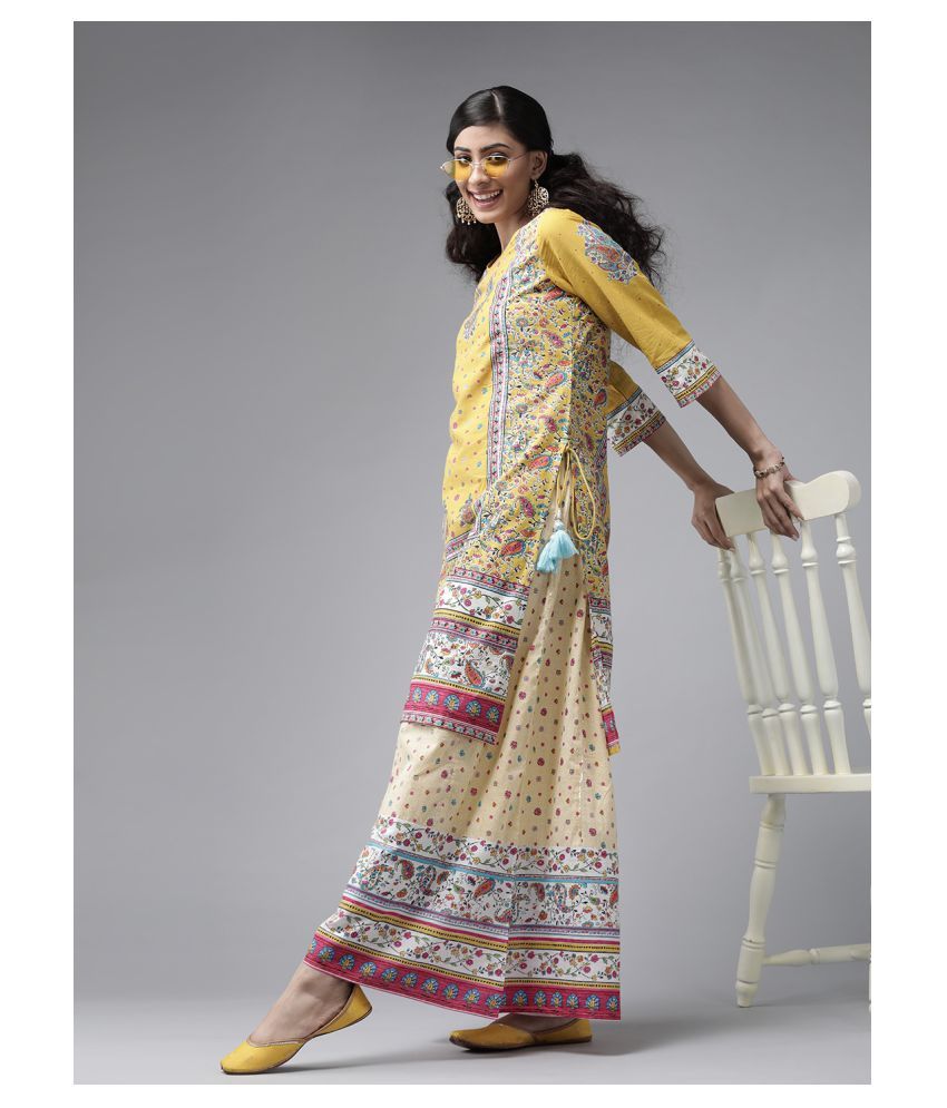 Ardozaa Chanderi Kurti With Palazzo  Stitched Suit  Buy Ardozaa Chanderi  Kurti With Palazzo  Stitched Suit Online at Low Price  Snapdealcom