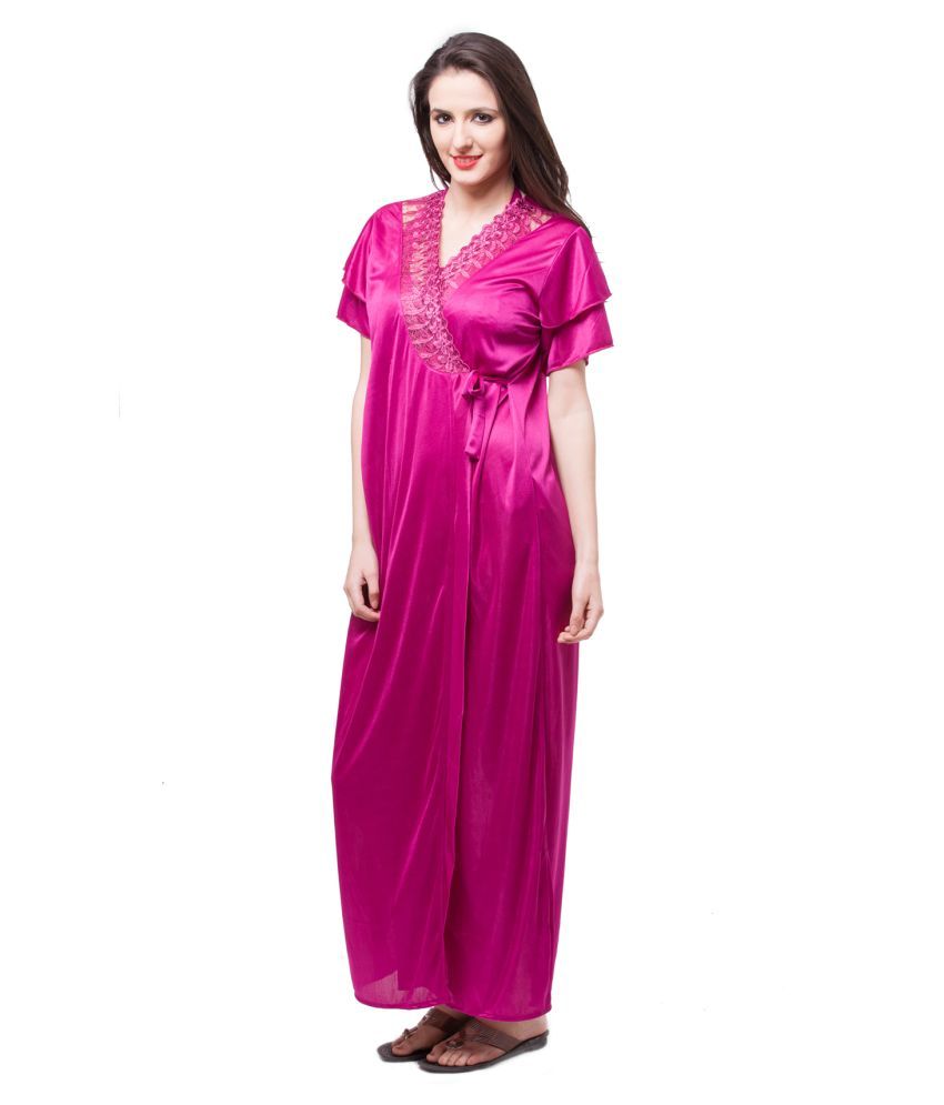     			Fasense Satin Robes - Pink