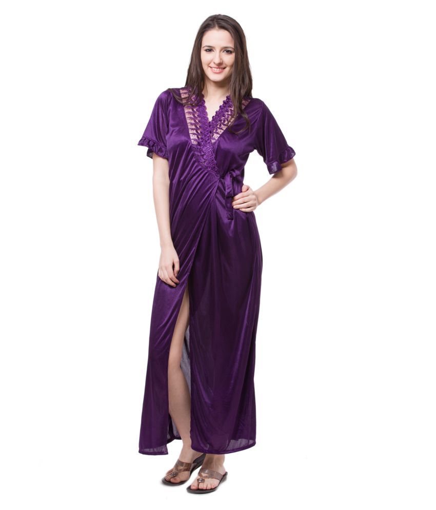     			Fasense Satin Robes - Purple