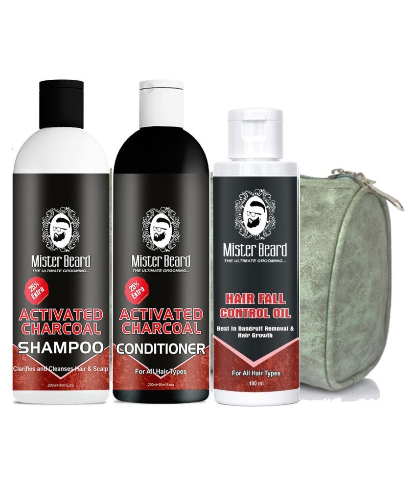 Mister Beard Charcoal Shampoo Conditioner Hairfall Cont Oil And Bag